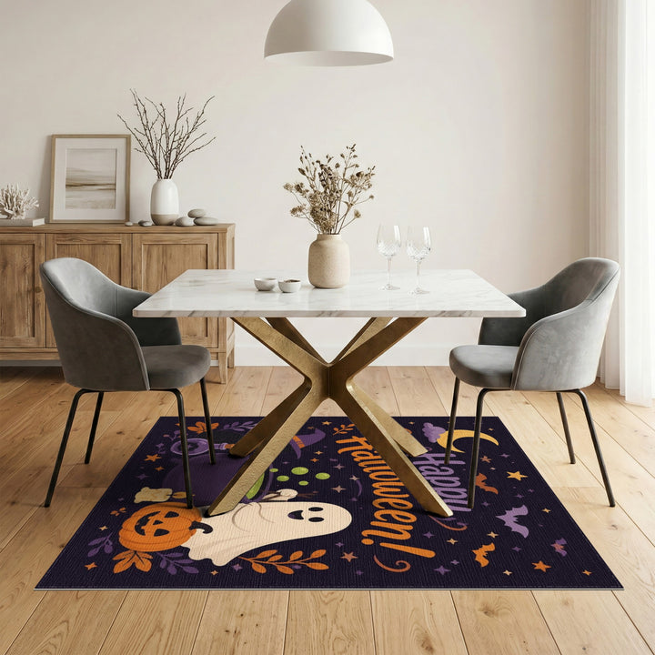 Happy Halloween Ghost Cat Area Rug