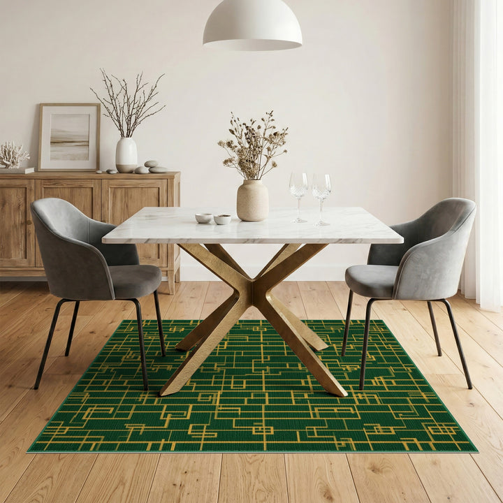 Green Geometric Area Rug