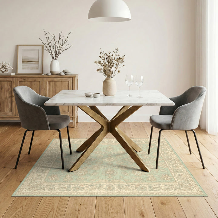 Teal Floral Vintage Area Rug