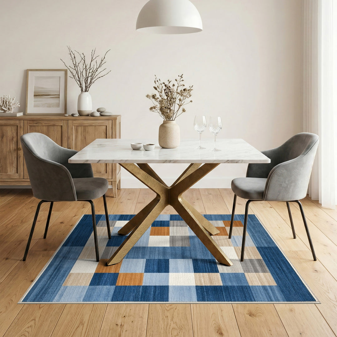 Geometric Modern Block Blue Geometric Block Area Rug