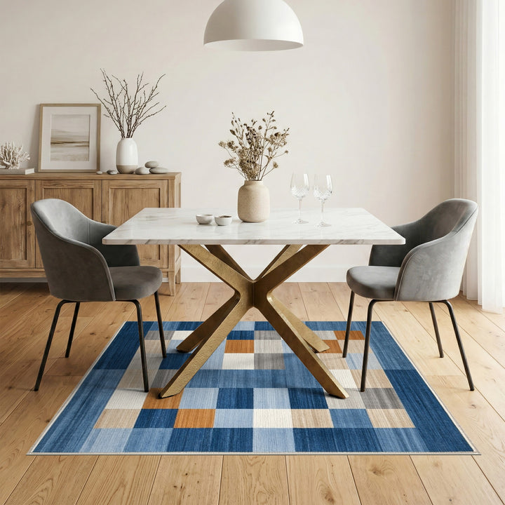 Geometric Modern Block Blue Geometric Block Area Rug