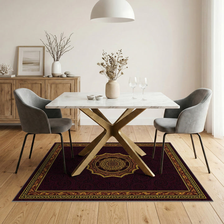 Red Gold Traditional Persian Medallion Area Rug