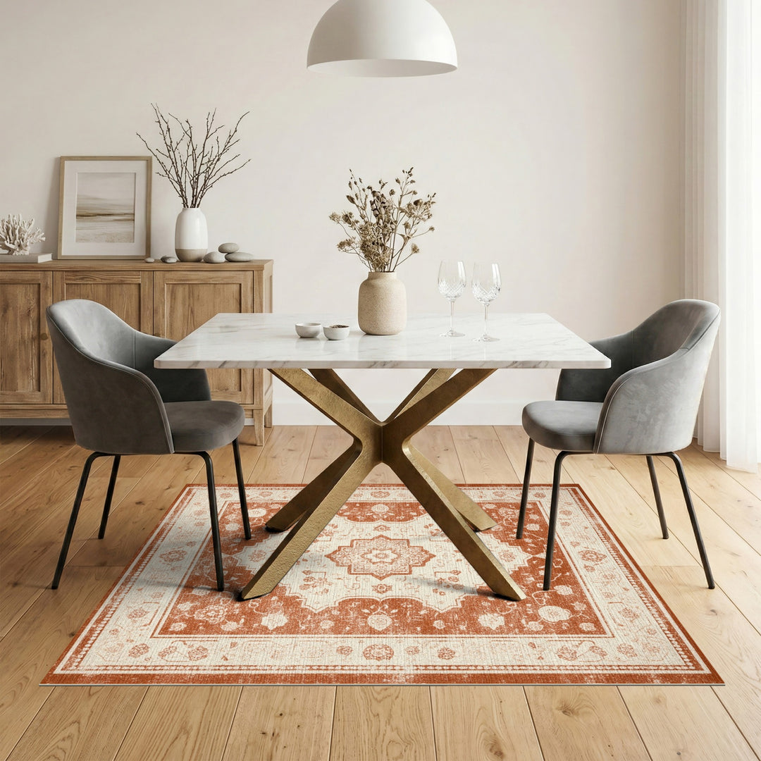 Red Floral Vintage Area Rug