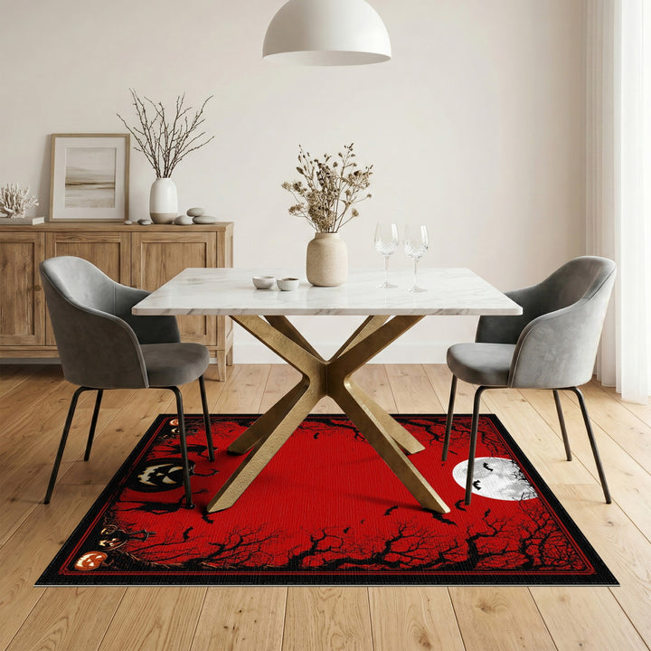 Red Halloween Moon Area Rug