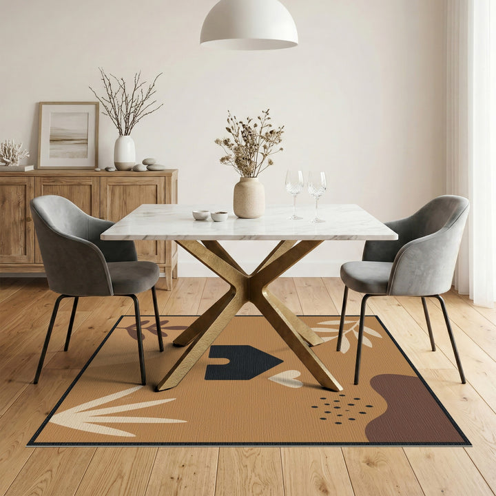 Abstract House Heart Brown Area Rug