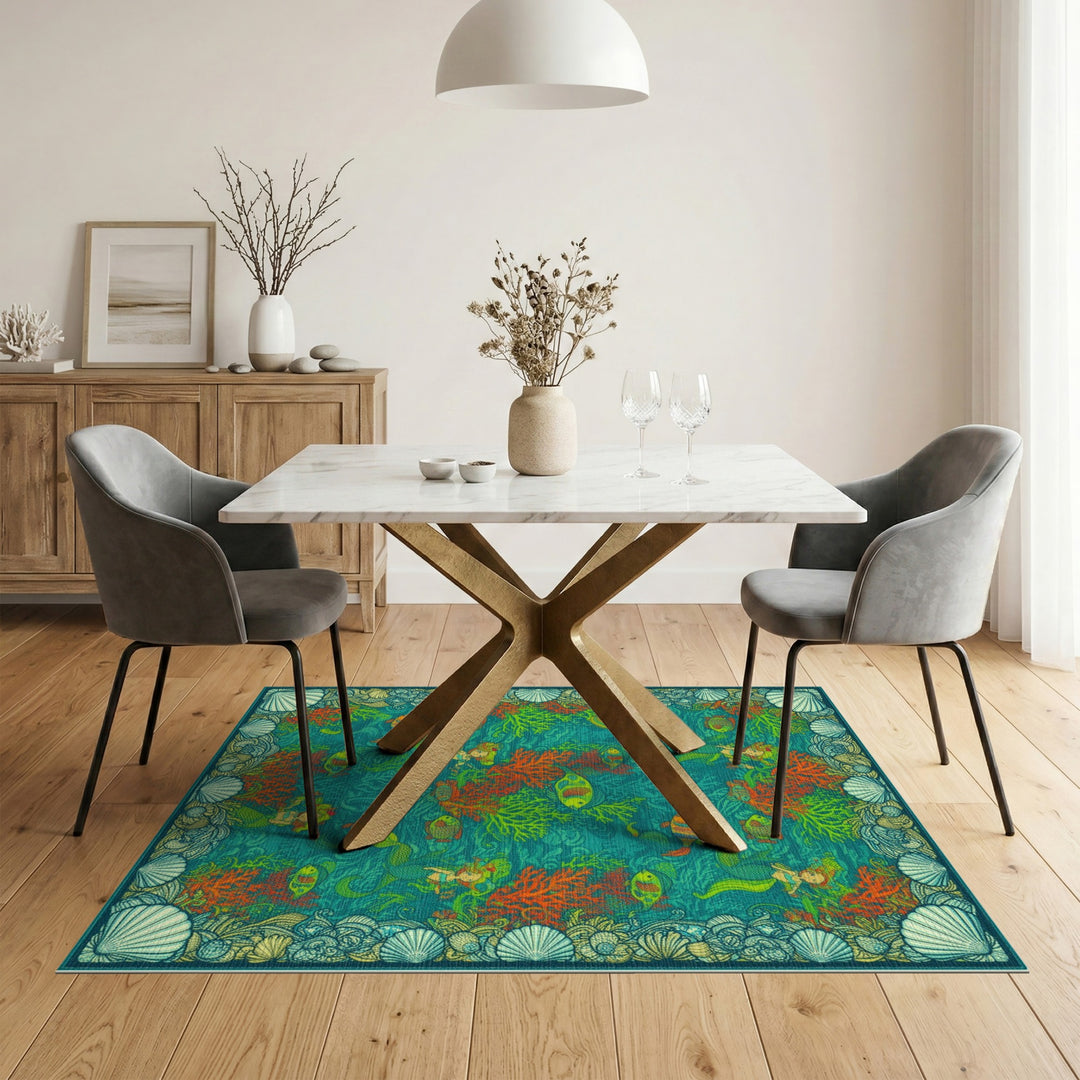 Mermaid Teal Kids Area Rug