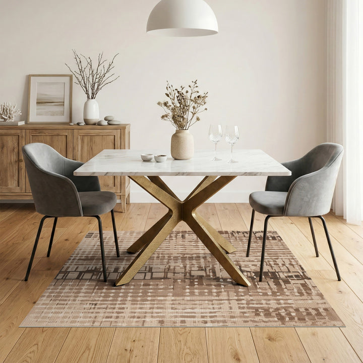 Brown Abstract Block Area Rug