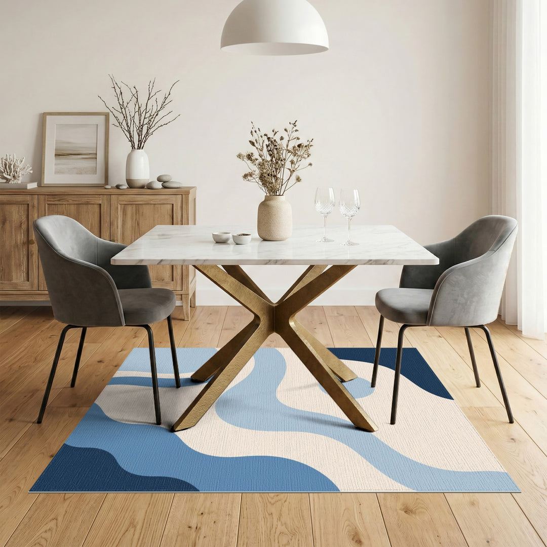 Blue Wave Abstract Area Rug