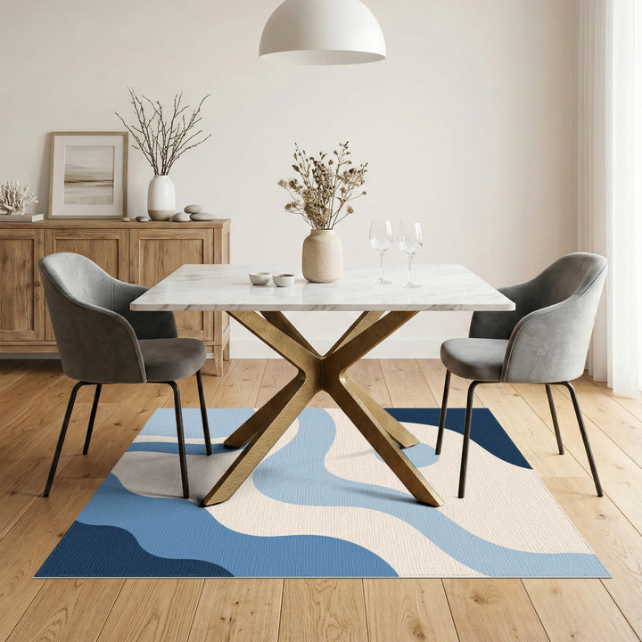 Blue Wave Abstract Area Rug