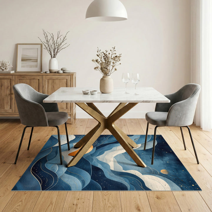 Celestial Blue Wave Area Rug
