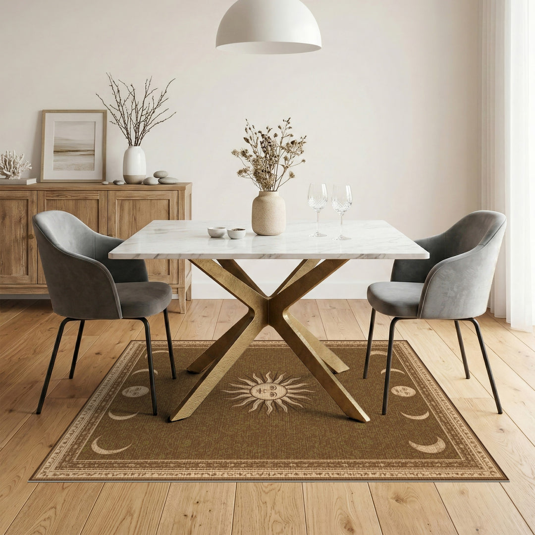 Celestial Sun and Moon Phase Area Rug