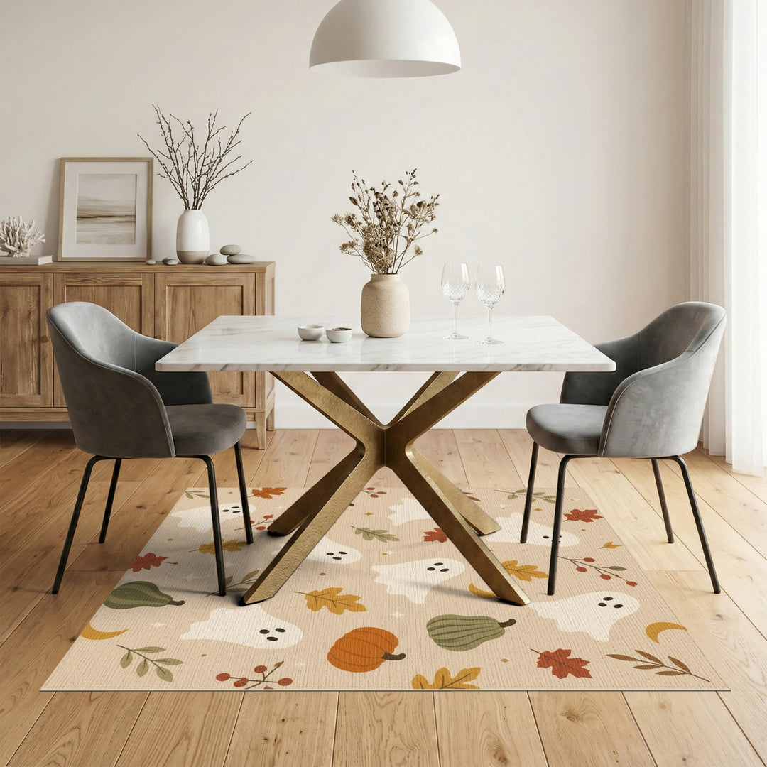 Ghost and Pumpkin Halloween Washable Area Rug