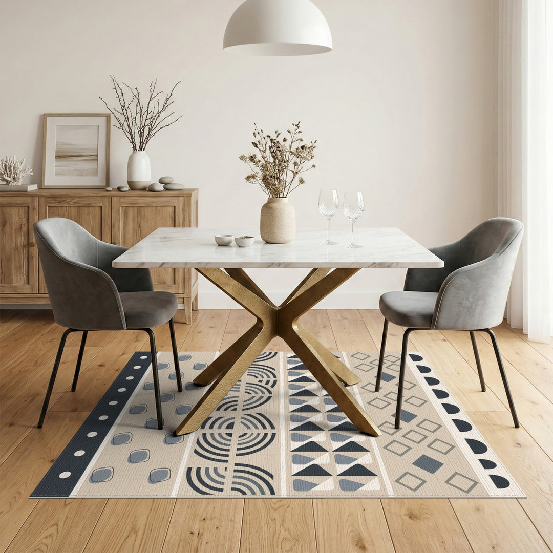 Beige Geometric Modern Area Rug