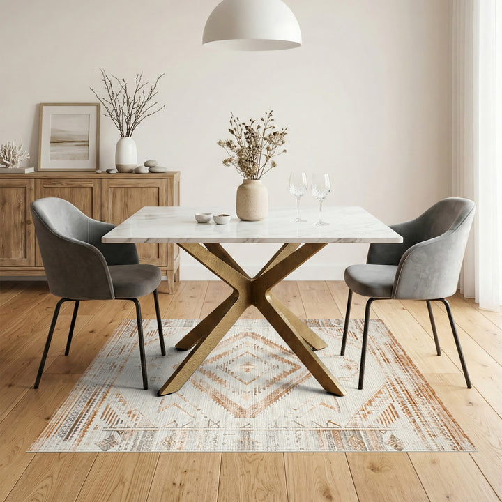 Brown Tan Heritage Tribal Diamond Area Rug