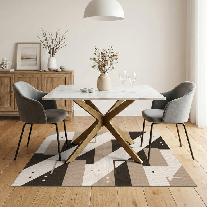 Modern Geometric Brown Tan Area Rug
