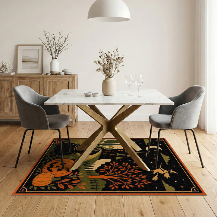Halloween Witch Pumpkin Cauldron Area Rug