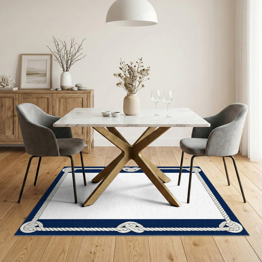 Nautical Rope Knot Navy Coastal Area Rug