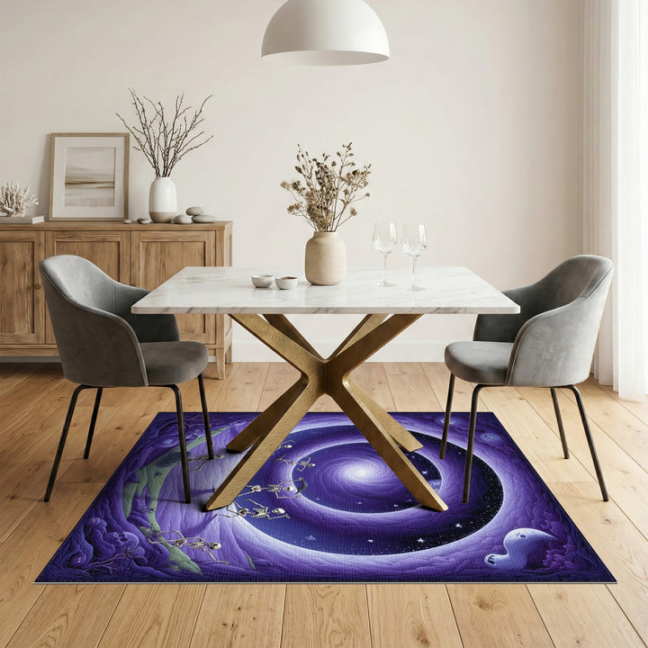 Purple Cosmic Skeleton Dance Area Rug