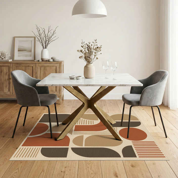 Brown and Tan Brown Tan Geometric Area Rug