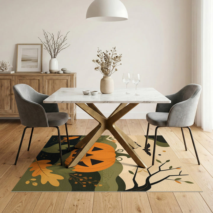 Whimsical Halloween Pumpkin Orange Area Rug