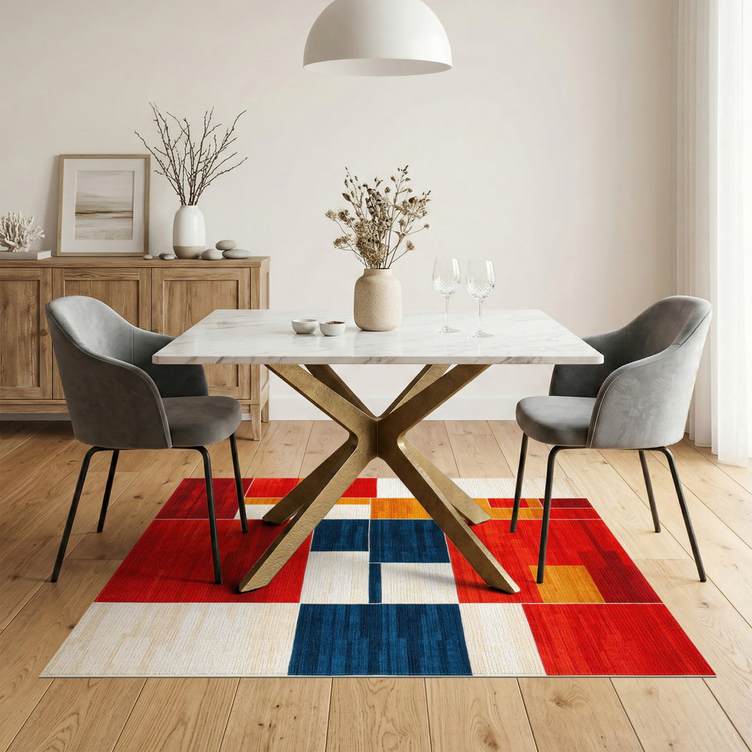 Geometric Modern Red Bold Red Geometric Block Area Rug