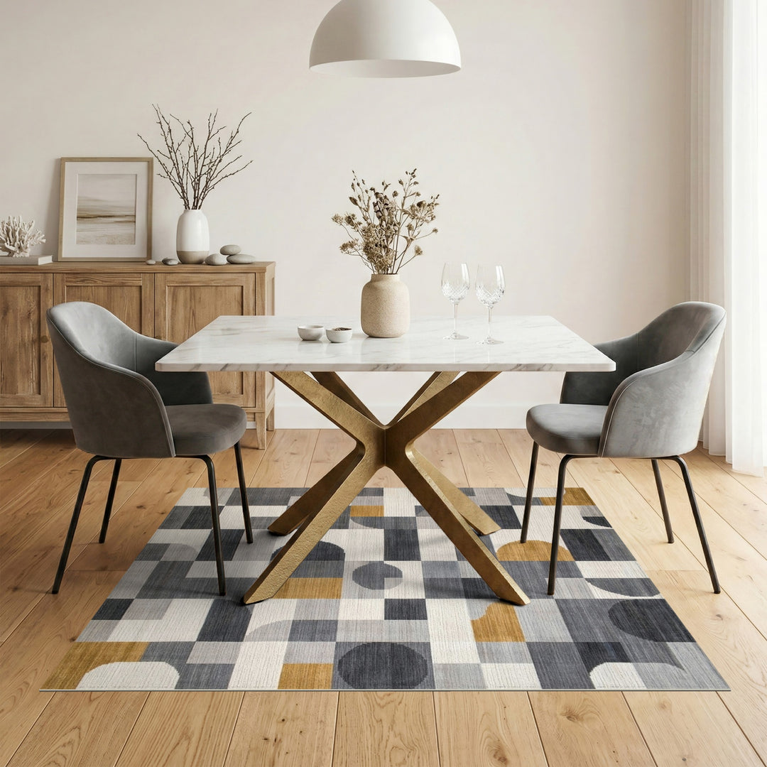 Grey Geometric Modern Area Rug