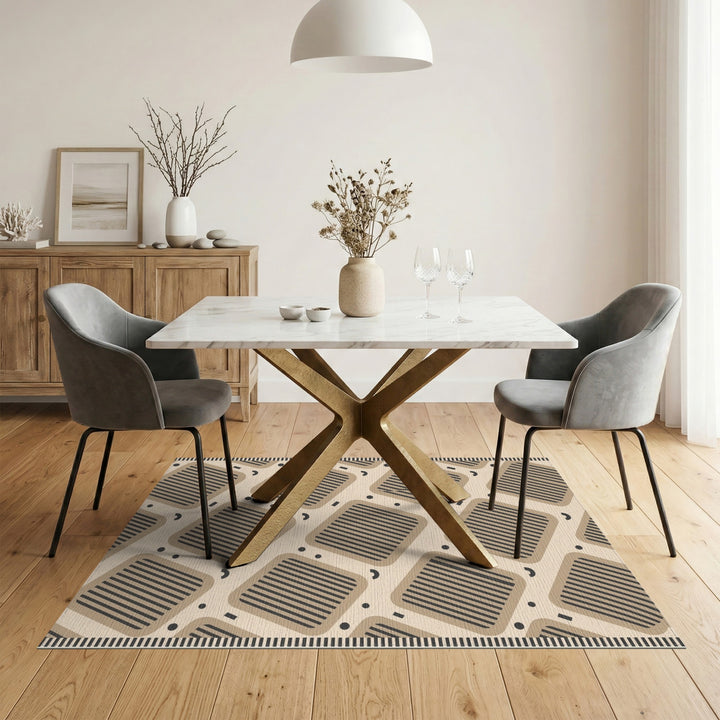 Brown Geometric Striped Area Rug