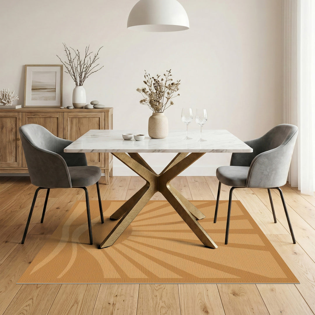 Sunburst Waves Brown Washable Area Rug