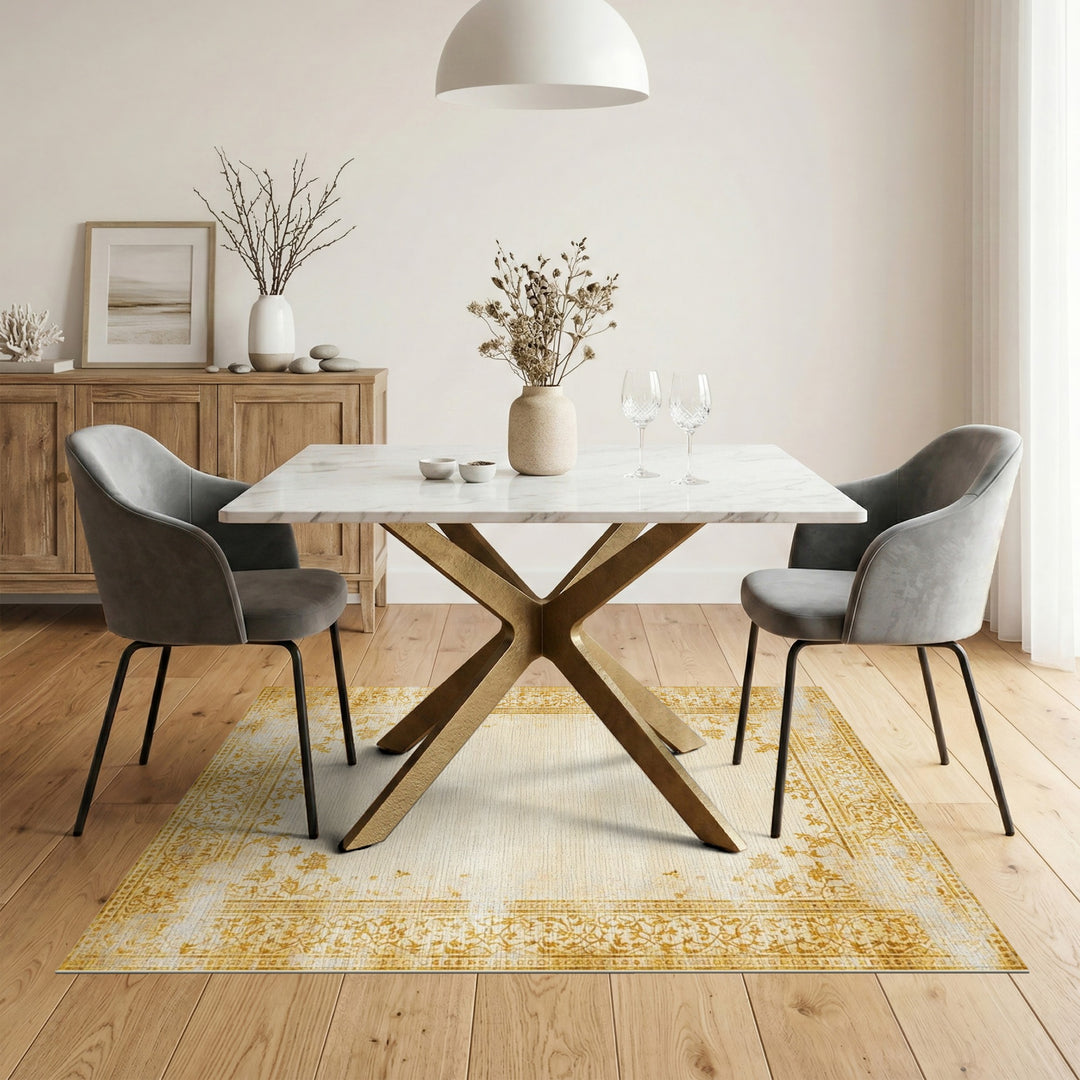 Beige and Neutral Beige Distressed Vintage Floral Area Rug