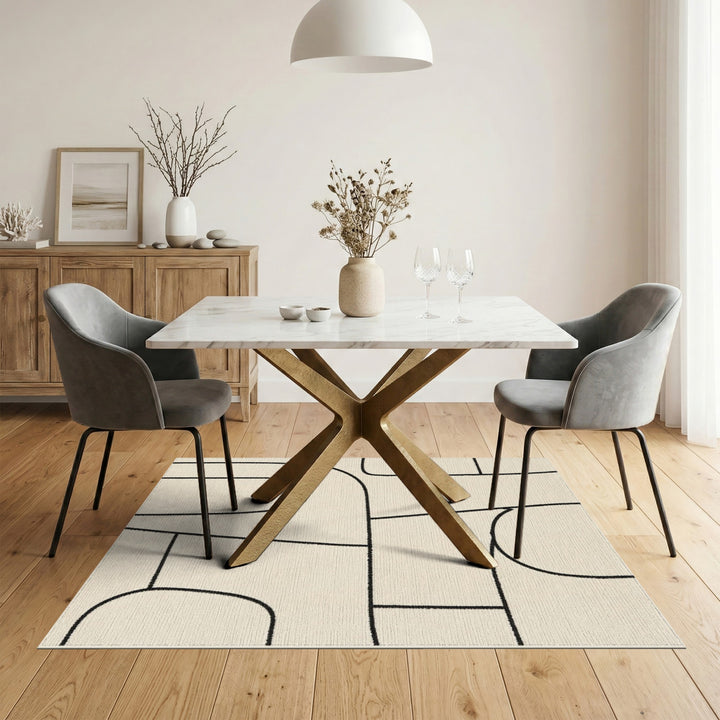 Abstract Geometric Modern Beige Geometric Abstract Area Rug