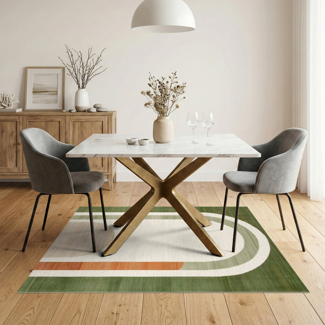 Green Geometric Arch Area Rug