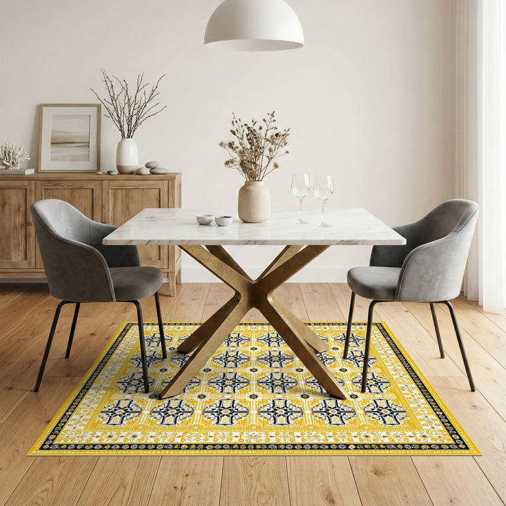 Yellow Geometric Modern Yellow Geometric Area Rug
