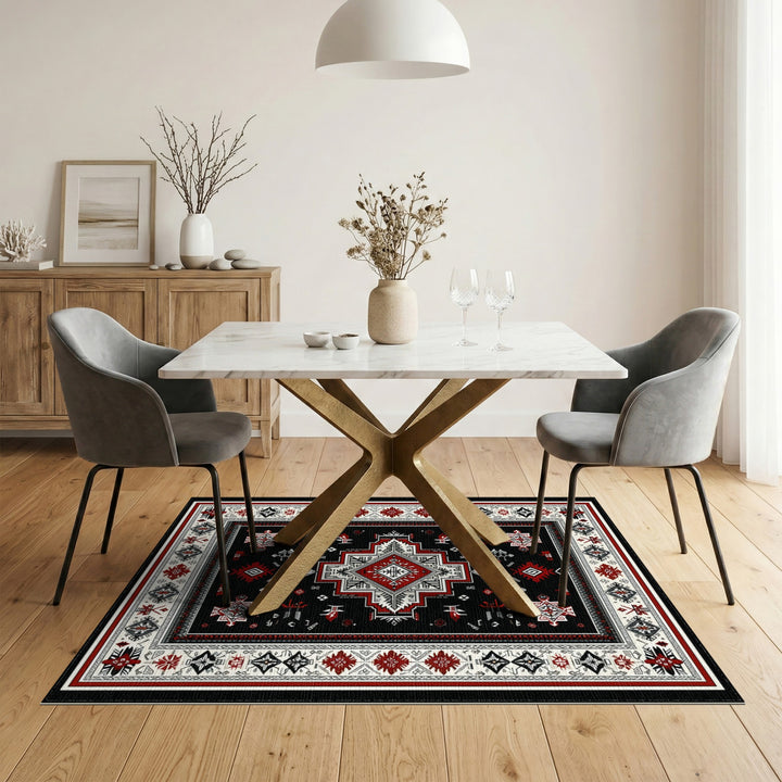 Black Geometric Heritage Area Rug