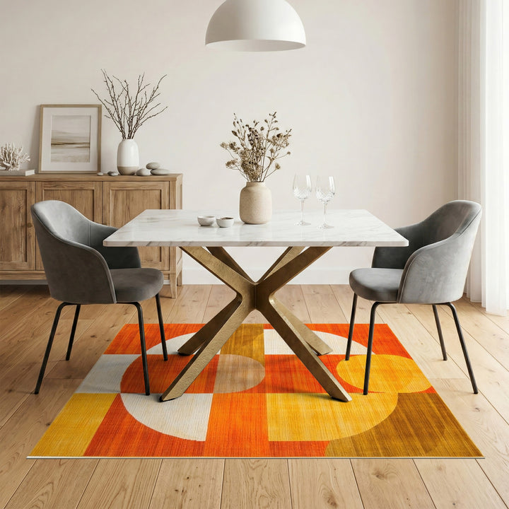 Orange Geometric Circle Geometric Modern Area Rug