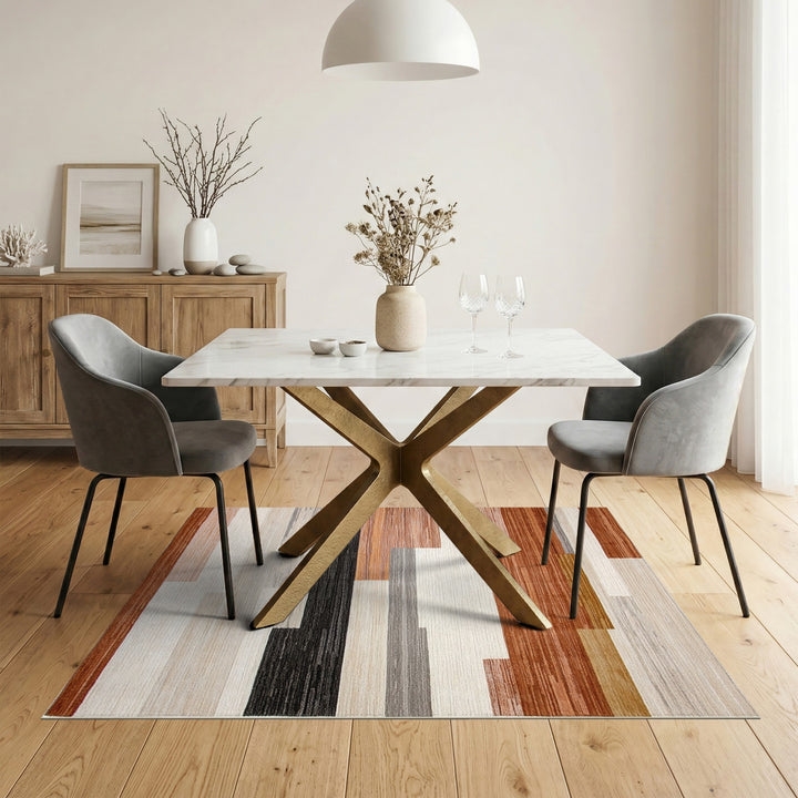 Modern Geometric Striped Brown Area Rug