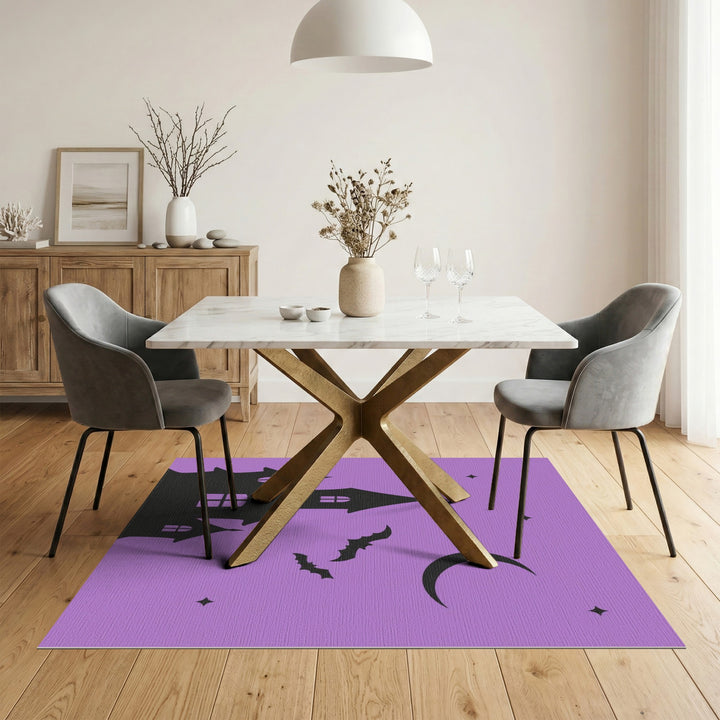 Purple Haunted House Halloween Washable Area Rug