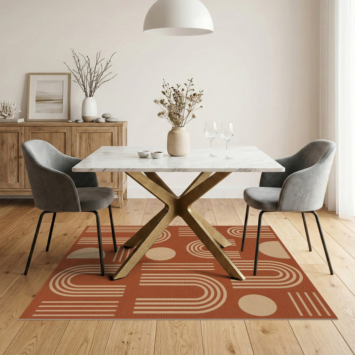Orange Geometric Arch Orange Area Rug