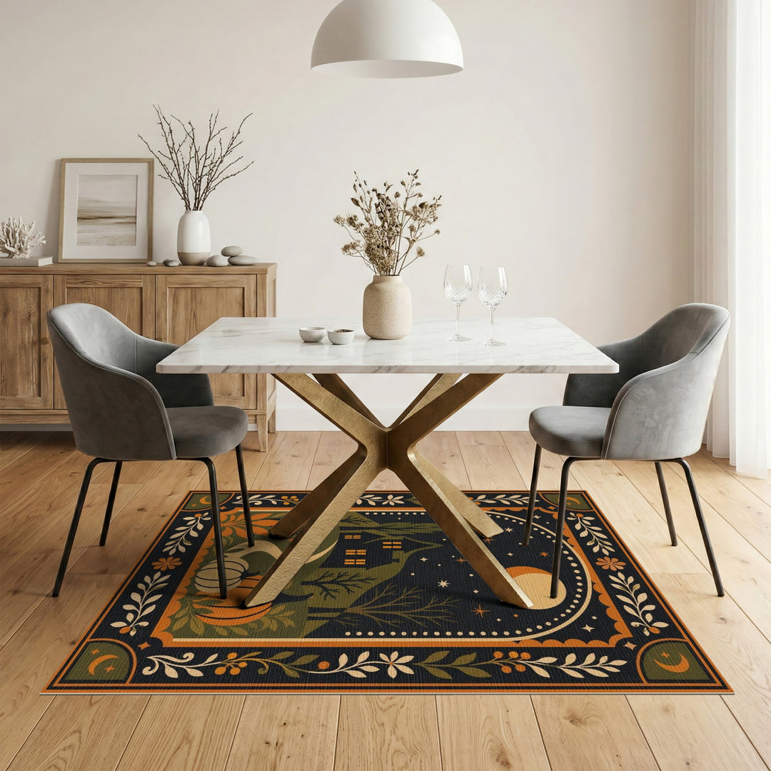 Midnight Pumpkin House Washable Area Rug