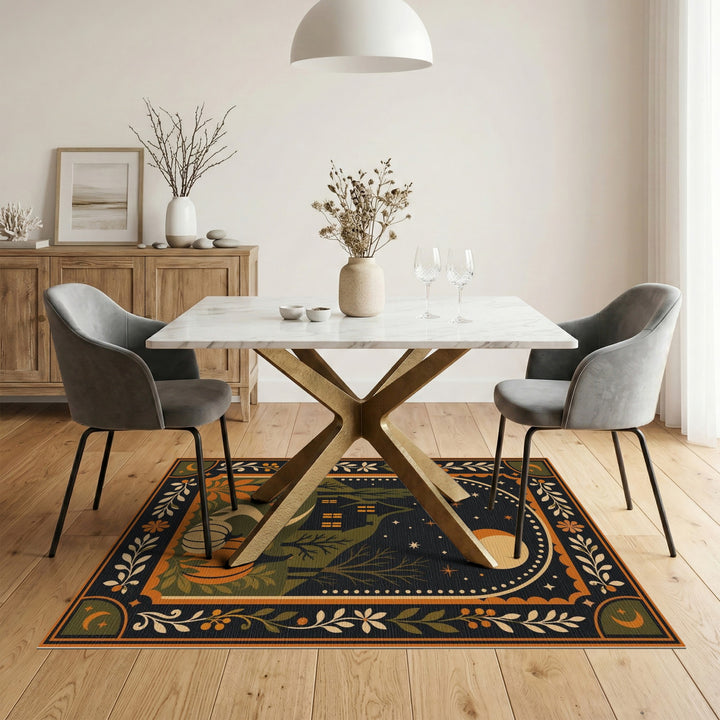 Midnight Pumpkin House Washable Area Rug
