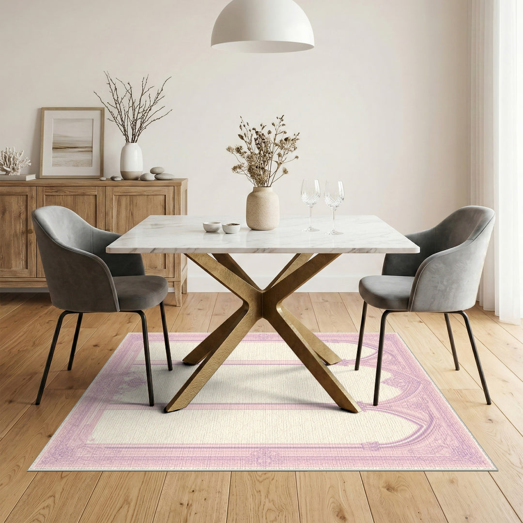 Pink Ornate Triple Arch Area Rug