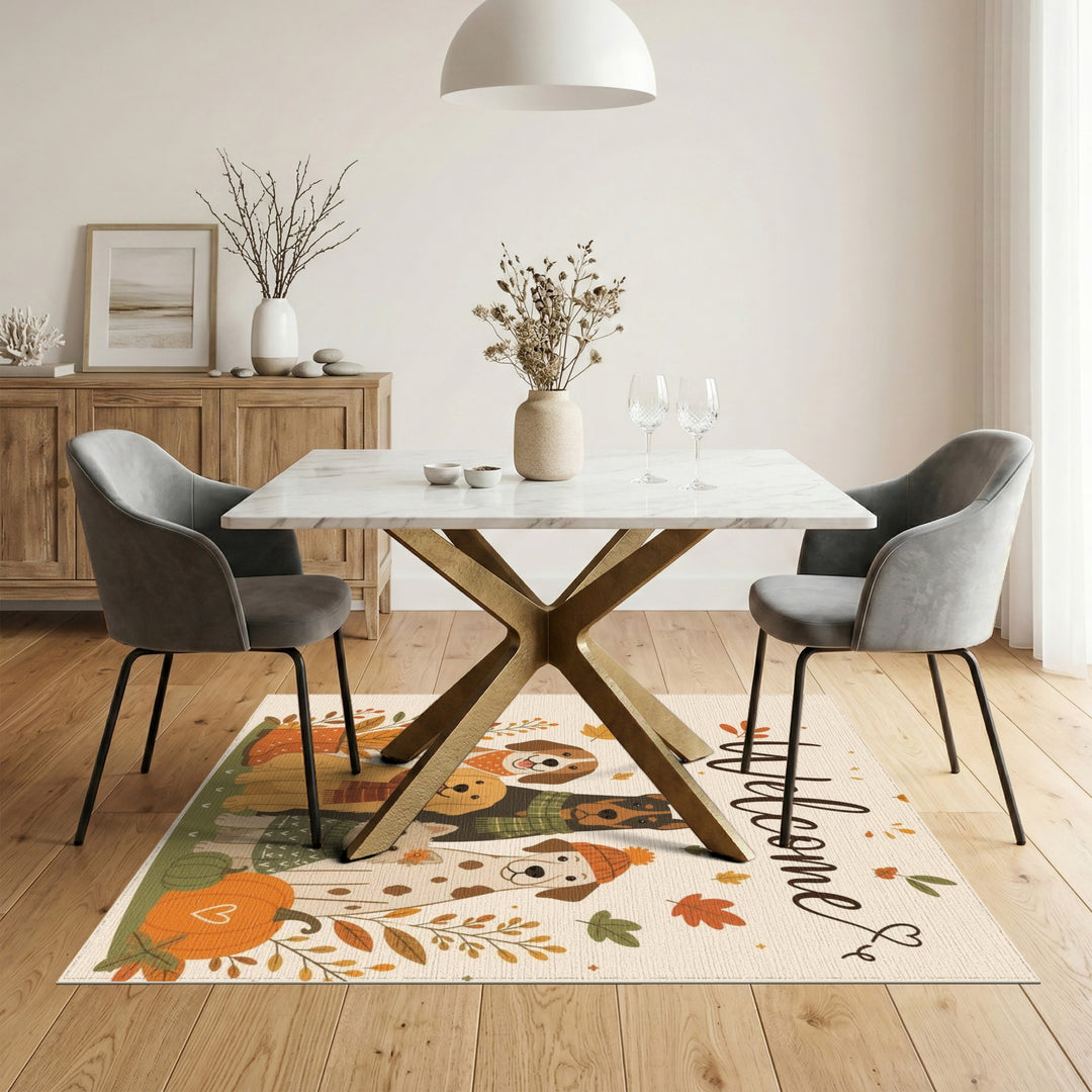 Autumn Dogs Welcome Area Rug