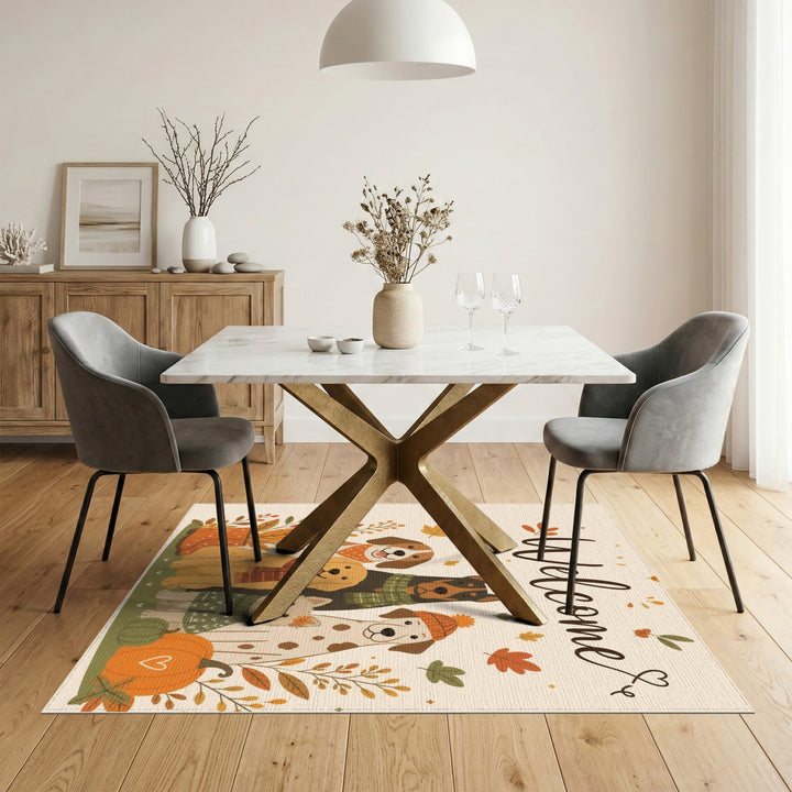 Autumn Dogs Welcome Area Rug