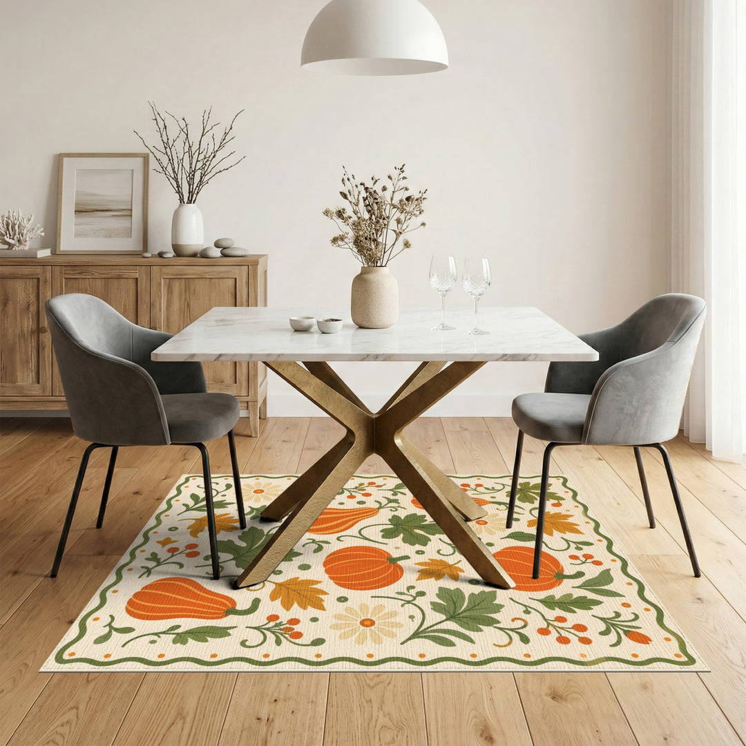 Fruit Pattern Multi-color and Patterns Autumn Pumpkin Harvest Area Rug