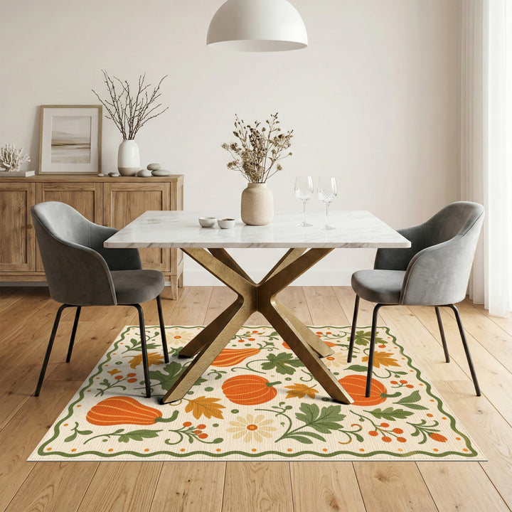 Fruit Pattern Multi-color and Patterns Autumn Pumpkin Harvest Area Rug