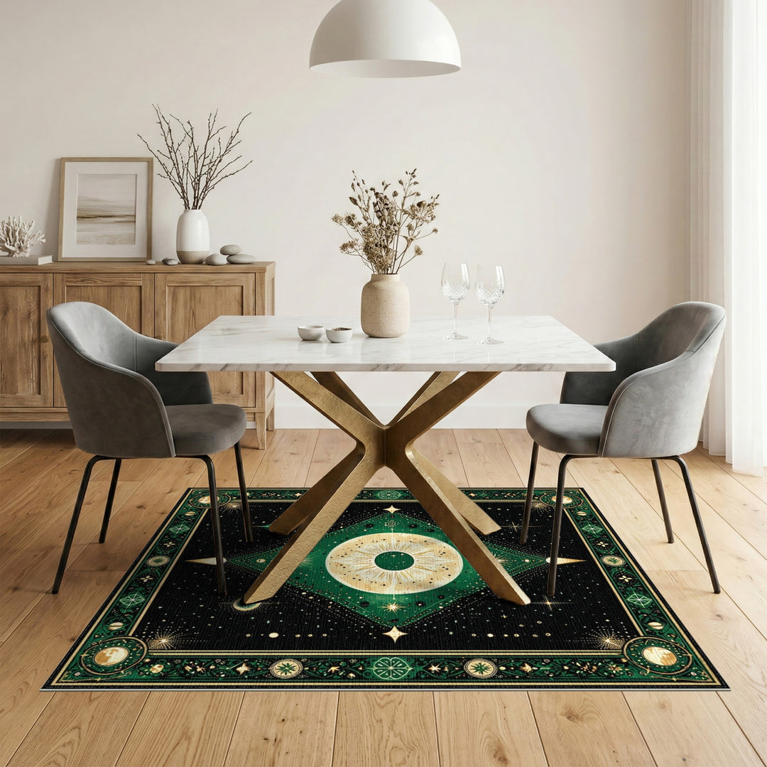 Celestial Green Eye Geometric Area Rug