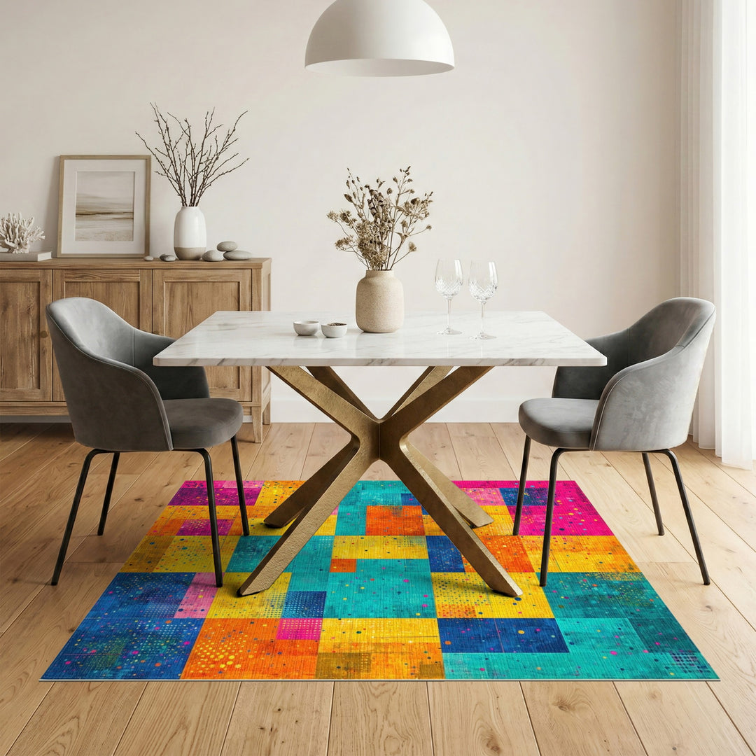 Vibrant Multi-Color Geometric Area Rug