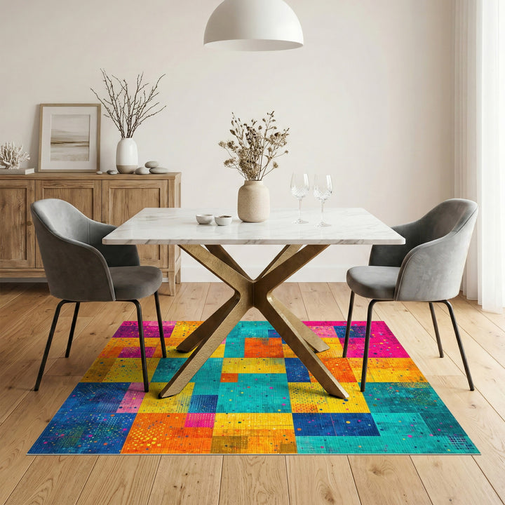 Vibrant Multi-Color Geometric Area Rug