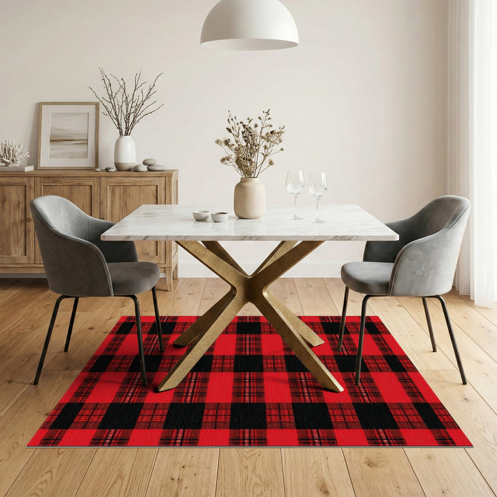 Red Black Red Black Buffalo Check Area Rug