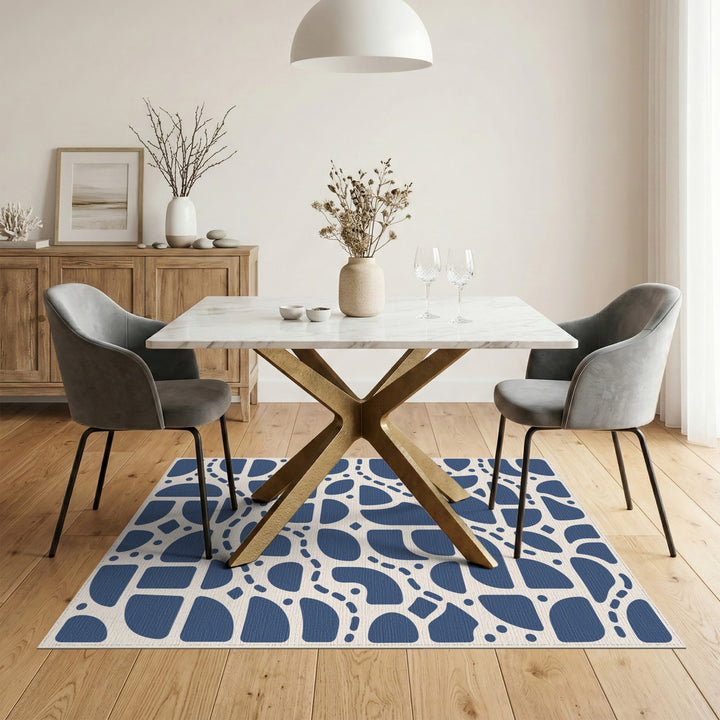 Blue and Teal Abstract Area Blue Abstract Washable Area Rug