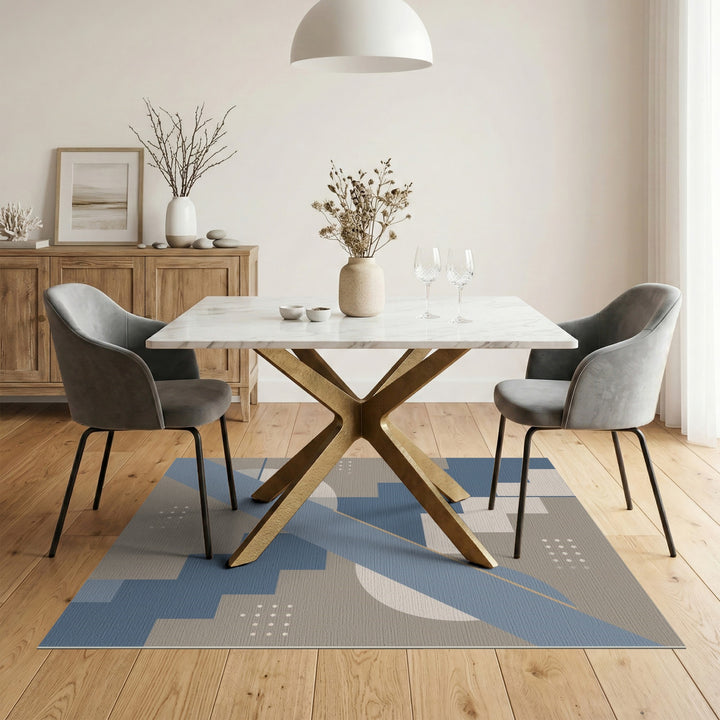 Blue Geometric Stair Area Rug